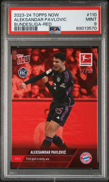 2023 TOPPS NOW BUNDESLIGA ALEKSANDAR PAVLOVIC RED #110 ROOKIE RC PSA 9