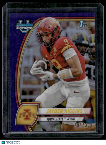 2024 Bowman University Chrome Jayden Higgins #94 Purple Refractor SN