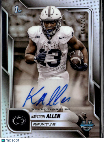 Kaytron Allen 2025 Topps Bowman University Chrome Football Auto Refractor Penn State Nittany Lions