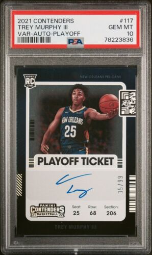 2021-22 PANINI CONTENDERS TREY MURPHY III VARIATION ROOKIE AUTO /99 PSA 10 POP 1
