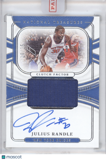 2021 Panini National Treasures Julius Randle #CF-JRA Clutch Factor Patch Auto /25