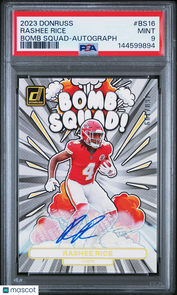 2023 Panini Donruss Bomb Squad Rashee Rice #BS16 Autograph /199 PSA 9