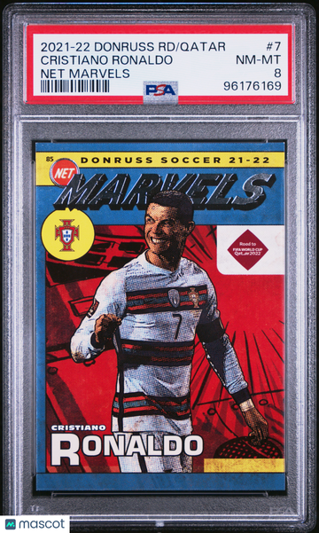 2021 Panini Donruss Road To Qatar Net Marvels Cristiano Ronaldo #7 PSA 8