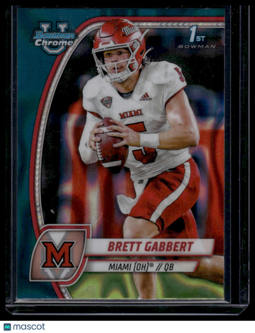 2024 Bowman University Chrome Brett Gabbert #27 Teal Lava Refractor