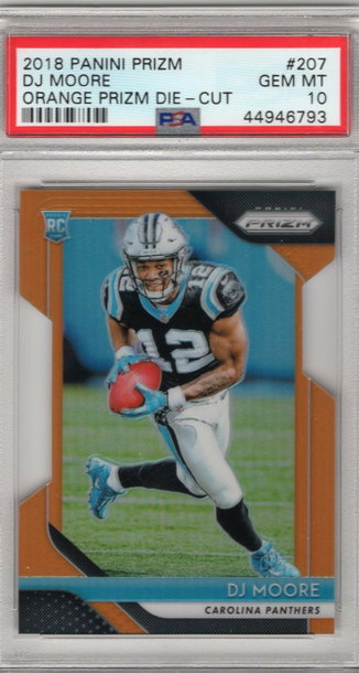 2018 Panini Prizm 207 DJ Moore Orange Die-Cut /249 Rookie PSA 10 Panthers