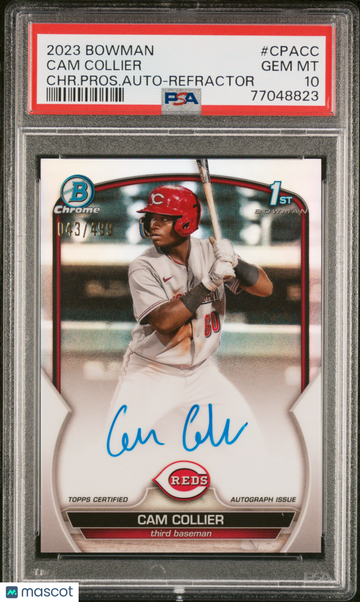 2023 Bowman Chrome Prospect Autographs Cam Collier #CPACC Refractor /499 PSA 10