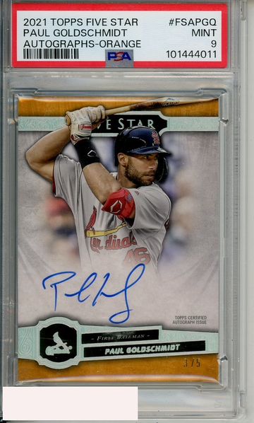 2021 TOPPS FIVE STAR AUTOGRAPHS PAUL GOLDSCHMIDT #FSAPGQ ORANGE PSA 9 MINT