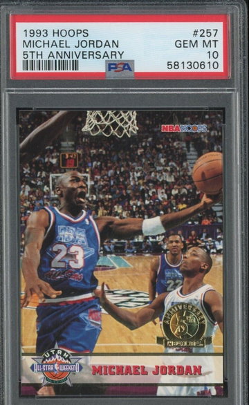 1993 Hoops 5th Anniversary Gold Seal All Star Weekend 257 Michael Jordan East Conference Chicago Bulls PSA 10 Gem Mint
