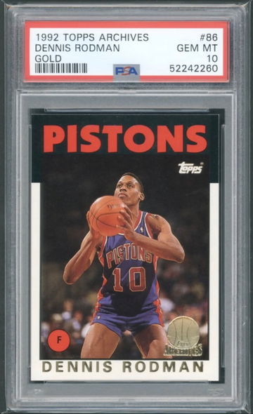 1992 Topps Archives Gold Dennis Rodman #86 PSA 10 Gem Mint HOF Population 8 