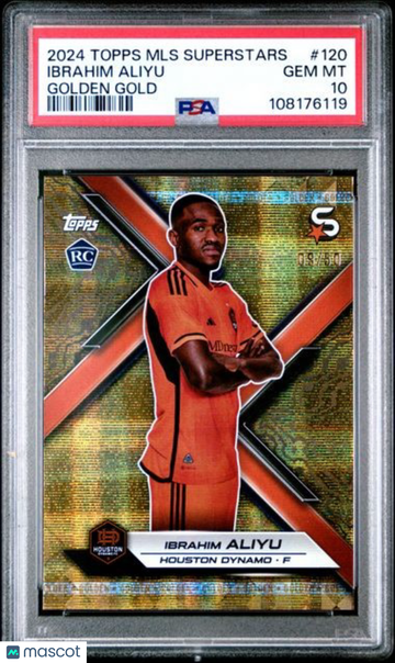 2024 Topps MLS Superstars Ibrahim Aliyu #120 Golden Gold /10 PSA 10