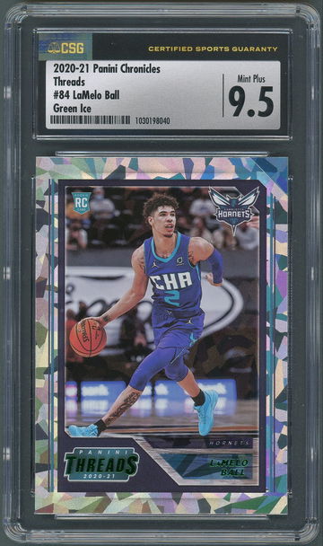 2020-21 Chronicles Threads LaMelo Ball RC #84 Fanatics Green Ice - CSG 9.5