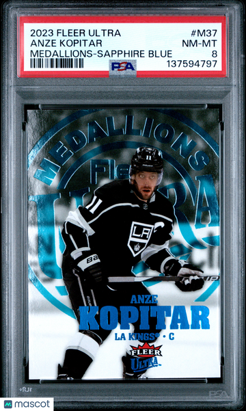 2023-24 Fleer Ultra Medallions Anze Kopitar #M37 Sapphire Blue /25 PSA 8