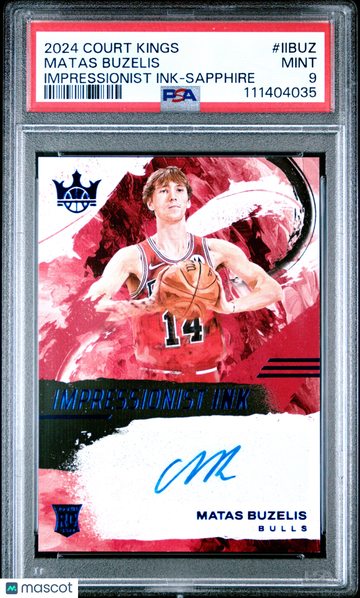 2024 Panini Court Kings Impressionist Ink Matas Buzelis #IIBUZ Sapphire PSA 9