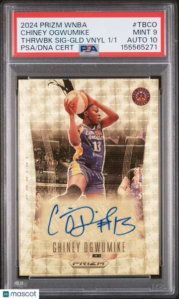 2024 Panini Prizm WNBA Throwback Signatures Chiney Ogwumike #TBCO Gold Vinyl Prizm /1 PSA 9 Auto 10