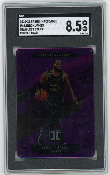 2020-21 Impeccable Stainless Stars LEBRON JAMES Purple /49 SSP Lakers SGC 8.5