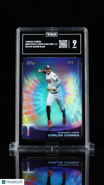 2022 Topps X Steve Aoki Baseball Party Carlos Correa #W2-117 Tie-Dye Glitter Blast TAG 9
