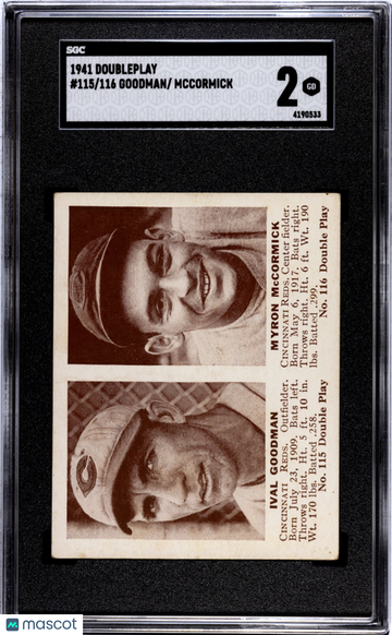 1941 Doubleplay Mccormick Goodman #115/116 SGC 2