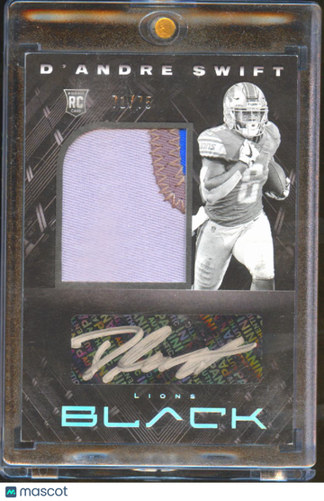 2020 Panini Black D'Andre Swift #208 RC Patch