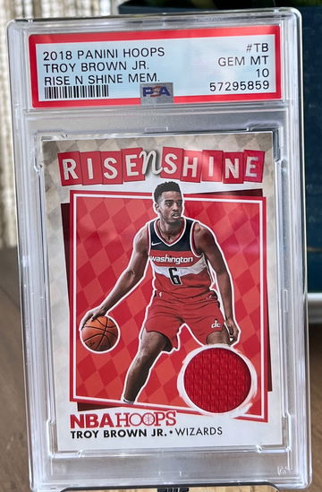 2018 NBA HOOPS TROY BROWN JR RISE N SHINE RELIC #RNS-TB PSA 10 Gem Mint Rookie card!   Low pop! 