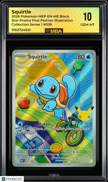 2026 Pokemon MEP EN-ME Black Star Promo Squirtle #039 First Partner Illustration Collection Series 1 MBA 10
