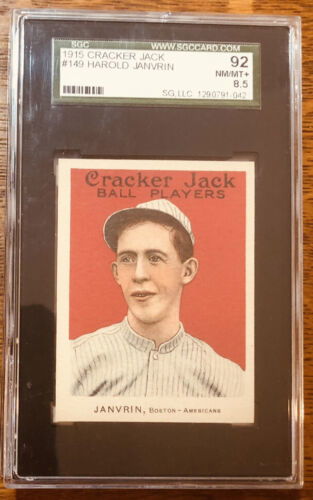 1915 Cracker Jack #149 Harold Janvrin SGC 92 8.5 NrMt Mt plus