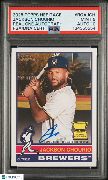 2025 Topps Heritage Real One Autographs Jackson Chourio #ROAJCH PSA 9 Auto 10