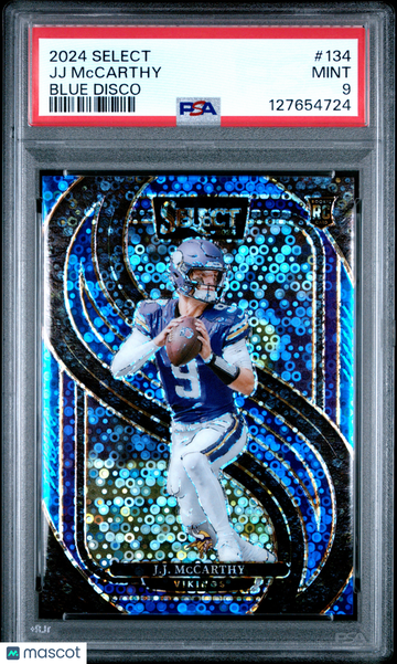 2024 Panini Select JJ Mccarthy #134 Blue Disco PSA 9