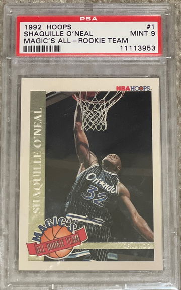 1992 Shaquille O’Neal Magic’s All Rookie Team psa 9 Shaq Magic Magics RC Hoops