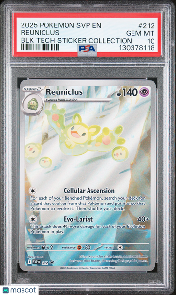 2025 Pokemon SVP EN-SV Black Star Promo Reuniclus BLK Tech Sticker Collection PSA 10 #212