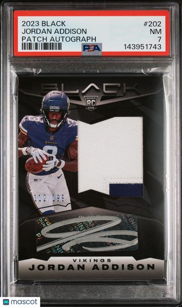 2023 Panini Black Jordan Addison #202 Patch Autograph /199 PSA 7