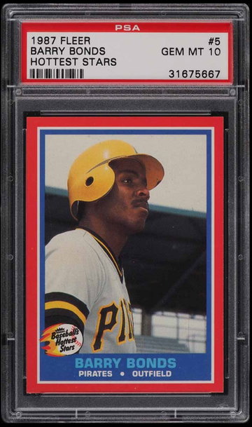 1987 Fleer Hottest Stars BARRY BONDS #5 PSA 10 Gem Mint RC Rookie