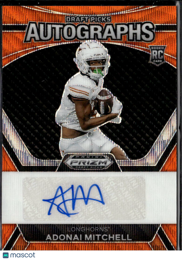 Adonai Mitchell 2024 Panini Prizm Draft Picks RC Auto Orange /75 Texas Longhorns