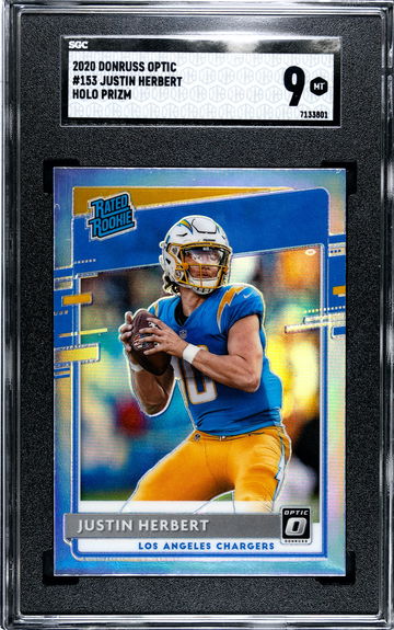 2020 Donruss Optic #153 Justin Herbert RC Holo Prizm SGC 9 MINT
