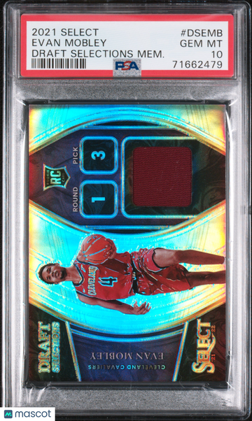 2021 Panini Select Draft Selections Memorabilia Evan Mobley #DSEMB Mem. PSA 10