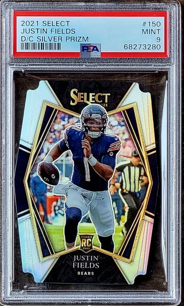 2021 Justin Fields Panini Select SILVER DIE-CUT PRIZM Field Level PSA 9 RC #150