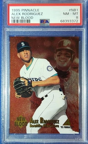 1995 Pinnacle New Blood Alex Rodriguez #NB1 PSA 8