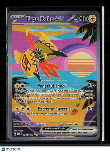 2023 Pokemon Paradox Rift Tapu Koko EX Holo Secret Rare SAR 247/182 Trading Card