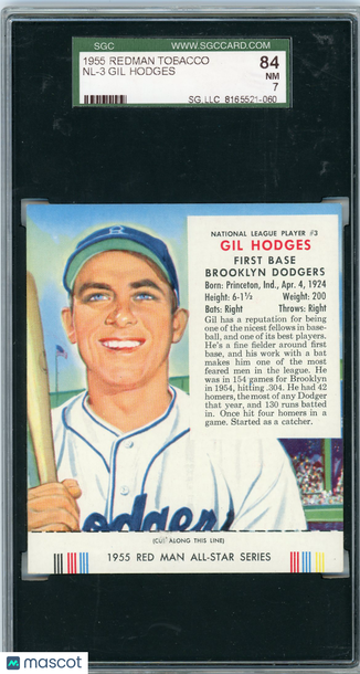1955 Redman Tobacco Gil Hodges #NL-3 SGC 7