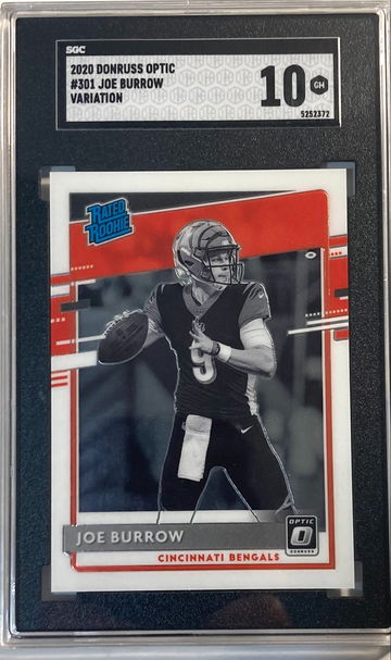 2020 Panini Donruss Optic Football #301 Joe Burrow RC Rookie Variation SP SGC 10