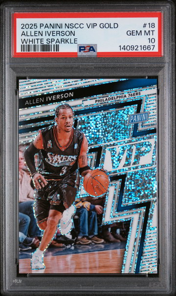 2025 PANINI NSCC NATIONAL VIP ALLEN IVERSON WHITE SPARKLE SSP #18 PSA 10
