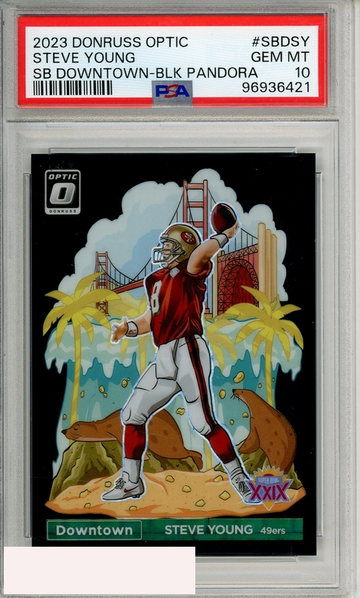 2023 PANINI DN OPTIC SB DOWNTOWN STEVE YOUNG #SBDSY BLK PAND PSA 10