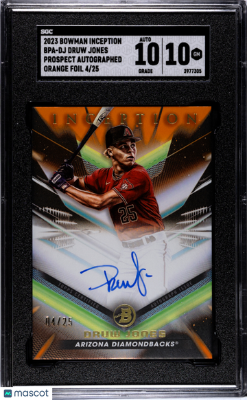 2023 Bowman Inception Druw Jones #BPA-DJ Prospect Autograph Orange Foil SGC 10 Auto 10