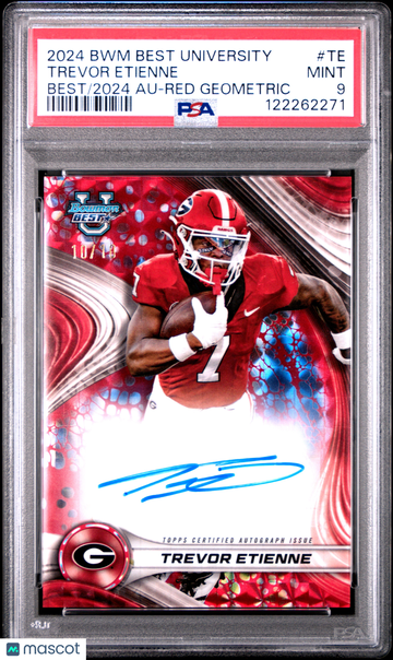 2024 Bowman Best University Best Of 2024 Autographs Trevor Etienne #TE Red Geometric /10 PSA 9 Topps