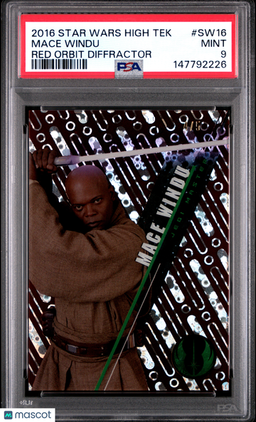 2016 Topps Star Wars High Tek Mace Windu #SW16 Red Orbit Diffractor PSA 9