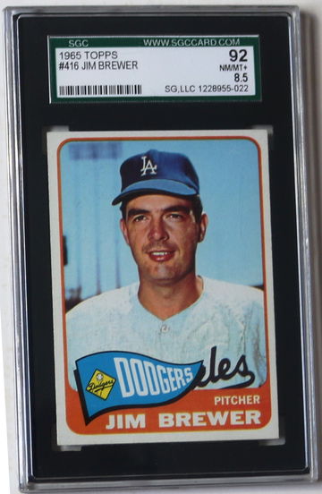 1965 Topps #416 Jim Brewer SGC 92 NM-MT + 8.5 