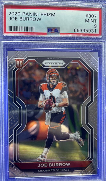 2020 Panini Prizm Joe Burrow Rookie Card RC #307 PSA 9 Mint Cincinnati Bengals