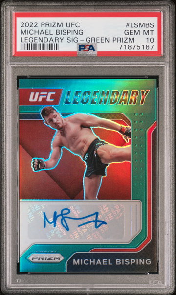 2022 Panini Prizm UFC Legendary Signatures Green Prizm Michael Bisping #LSMBS PSA 10