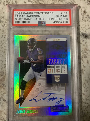 2018 Panini Contenders Lamar Jackson Champ Ticket /49 PSA 10. POP 1!!!!
