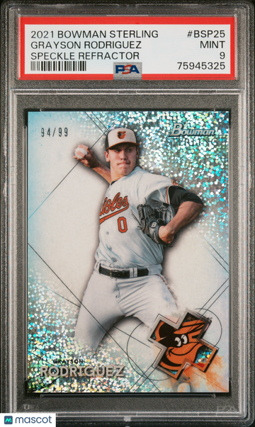 2021 Bowman Sterling Grayson Rodriguez #BSP25 Speckle Refractor /99 PSA 9