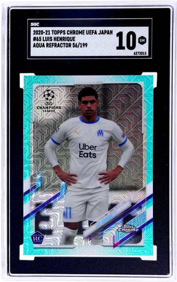 2020-21 Topps Chrome UEFA Japan Aqua Refractor Luis Henrique #65 /199 SGC 10 RC